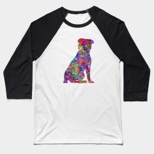 Staffordshire Bull Terrier watercolor Baseball T-Shirt